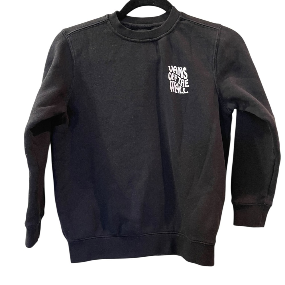 Vans Off The Wall Kids Black Crew Sweatshirt Grim Reaper Design Size Small - Picture 2 of 4